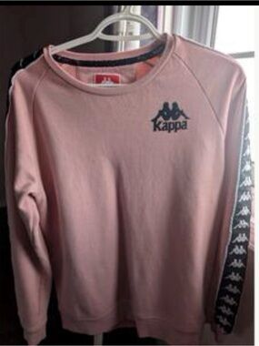 Kappa Pink Crewneck with Black Logo-Tape Sleeves